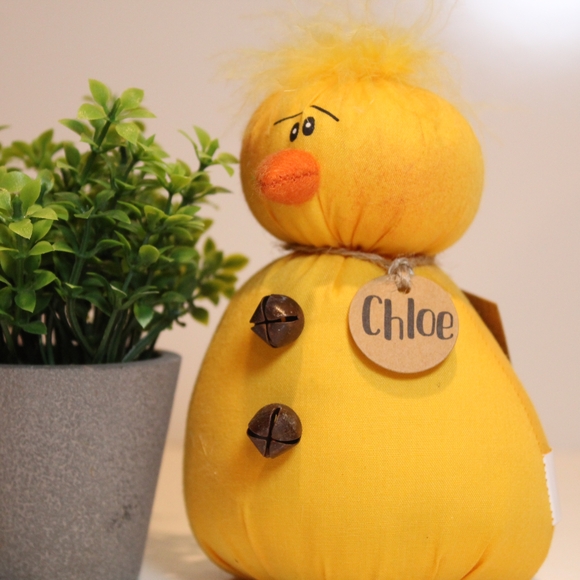 Yellow Decorative Chick Figurine with Jingle Bell Buttons Honey And Me Easter - Picture 3 of 5